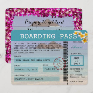Hawaii Wedding Boarding Pass Invitation