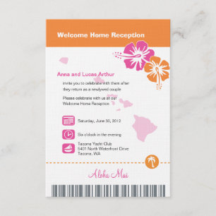 Hawaii Wedding Boarding Pass Invitation