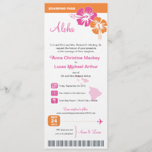 Hawaii Wedding Boarding Pass Invitation