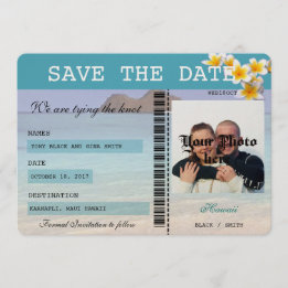 Hawaii Wedding  Boarding Pass Save the Date