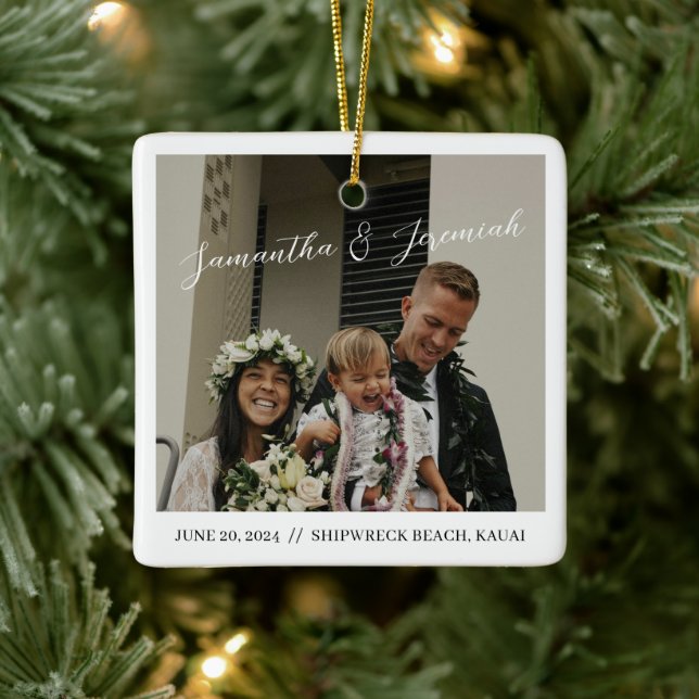 Hawaii Wedding Christmas Ornament (Tree)
