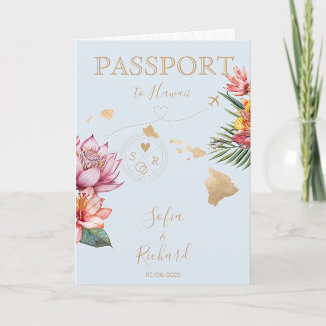 Hawaii Wedding Destination Passport  Invitation (Front)