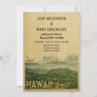 Hawaii Wedding Invitation Vintage Mid-Century