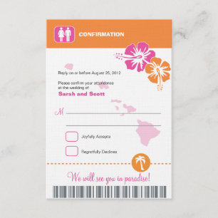 Hawaii Wedding RSVP Confirmation Boarding Pass