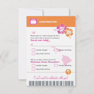 Hawaii Wedding RSVP Confirmation Boarding Pass