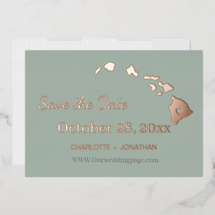 Hawaii Wedding Save The Date Rose Gold