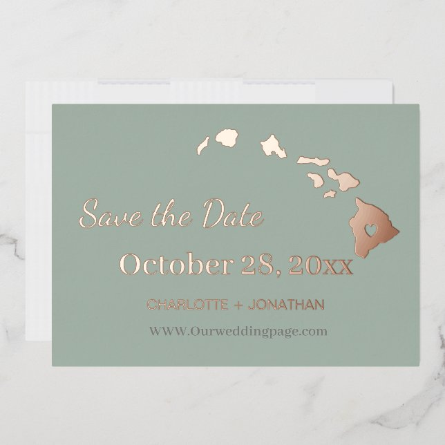 Hawaii Wedding Save The Date Rose Gold (Envelope)