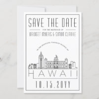 Hawaii Wedding Stylised Skyline Save the Date
