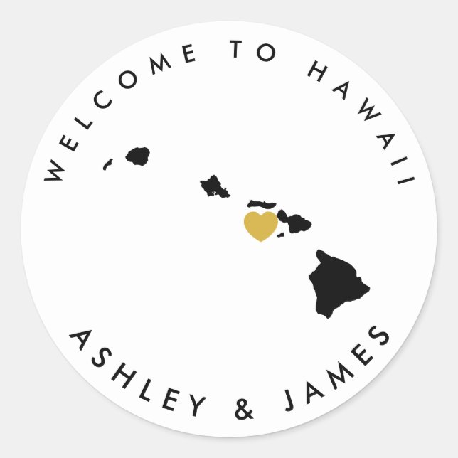 Hawaii Wedding Welcome Sticker for Treat Box Bag (Front)