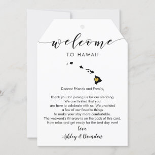 Hawaii Wedding Welcome Tag, Letter Itinerary