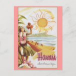 Hawaii - Where Dreams Begin Postcard<br><div class="desc">Imagine Hawaii as it was when it became our 50th state with this vintage travel poster,  restored and embellished to commemorate those special events you want to remember forever... engagements,  special vacations,  cruises,  reunions,  etc.</div>