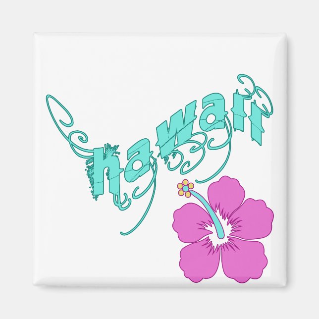 Hawaii with Hibiscus Products Magnet (Front)