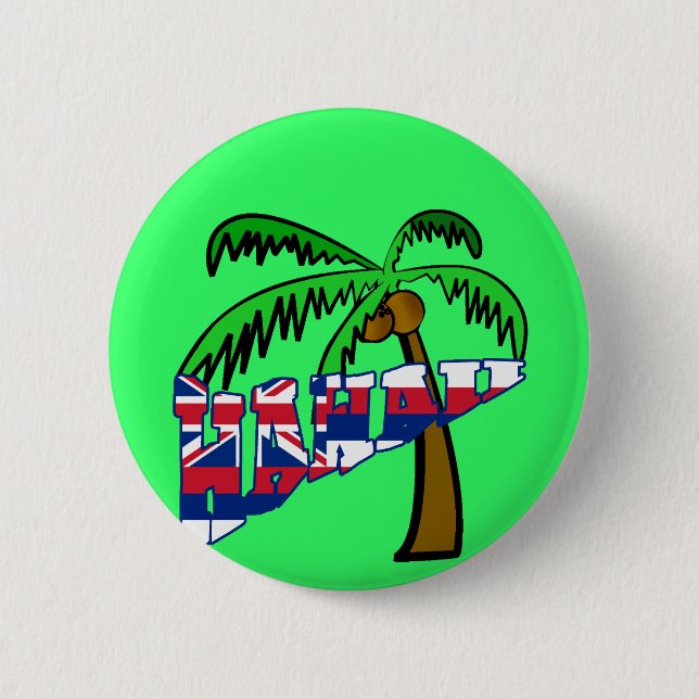 Hawaii with Palm Tree Products 6 Cm Round Badge (Front)