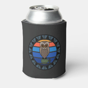 Hawaiiam Pueo Owl Retro Sun Circle Can Cooler