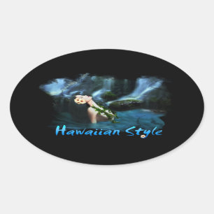 Hawaiiam Style Oval Sticker