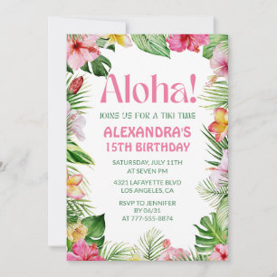 Hawaiian 15th birthday invitation Tropical Flowers