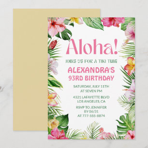 Hawaiian 93rd birthday invitation Tropical Floral