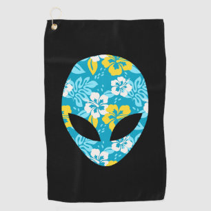 Hawaiian Alien Head - Funny Alien Golf Towel