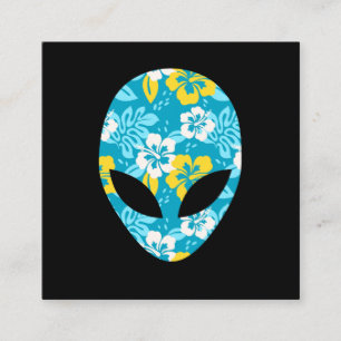 Hawaiian Alien Head - Funny Alien Square Business Card
