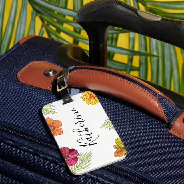 Hawaiian Aloha Flowers  Luggage Tag (Front Insitu 1)