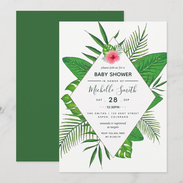 Hawaiian Aloha Luau Baby Shower Invitation (Front/Back)