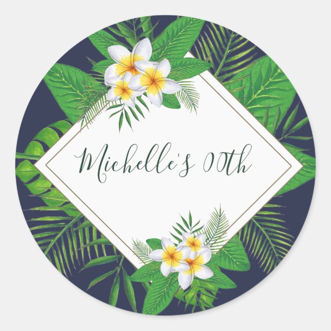 Hawaiian Aloha Luau Birthday Party Classic Round Sticker (Front)