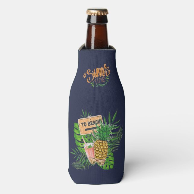 Hawaiian Aloha Luau Birthday Party Guest Favour Bottle Cooler (Bottle Front)