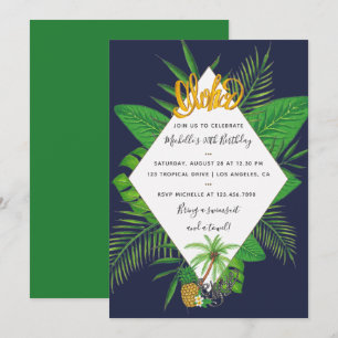 Hawaiian Aloha Luau Birthday Party Invitation