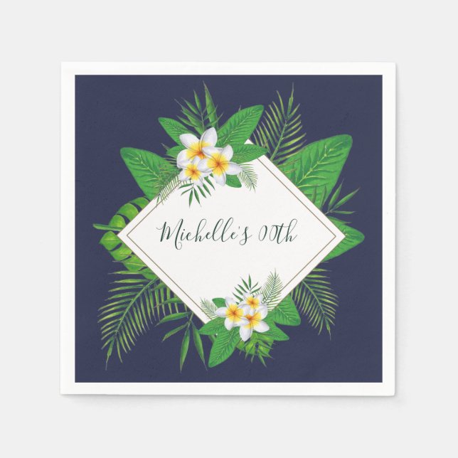 Hawaiian Aloha Luau Birthday Party Napkin (Front)