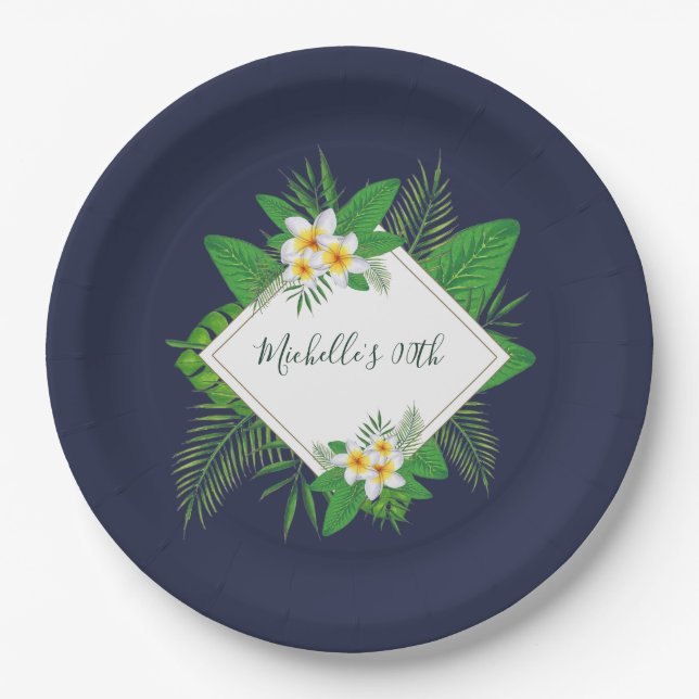 Hawaiian Aloha Luau Birthday Party Paper Plate (Front)
