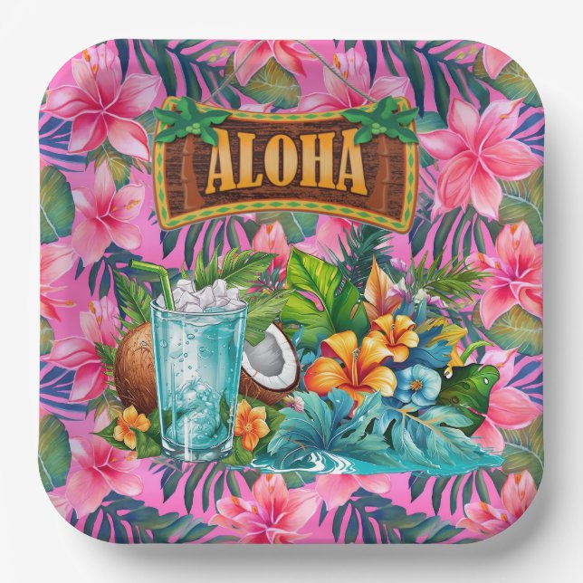 Hawaiian Aloha Paper Plate (Front)