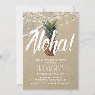 Hawaiian Aloha Pineapple Beach Bridal Shower Invitation