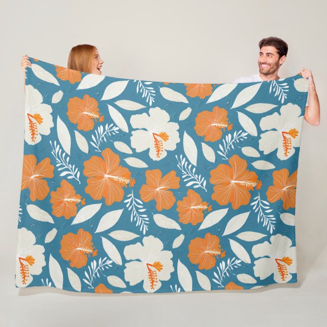 Hawaiian aloha print fleece blanket (In Situ)