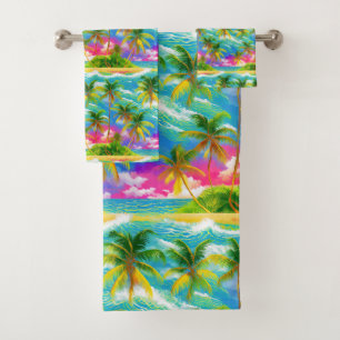 Hawaiian Aloha print Tropical Pattern Bath Towel Set