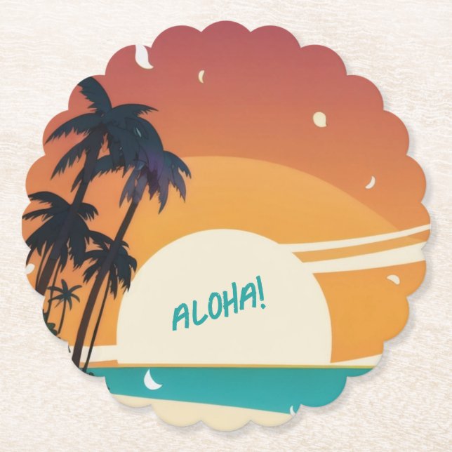 Hawaiian/Aloha/Tropical/beach Paper Coaster (Front)