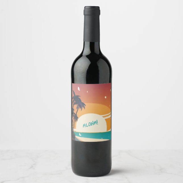 Hawaiian/Aloha/Tropical/beach Wine Label (Front)