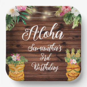 Hawaiian Aloha Tropical Birthday Luau Party Paper Plate