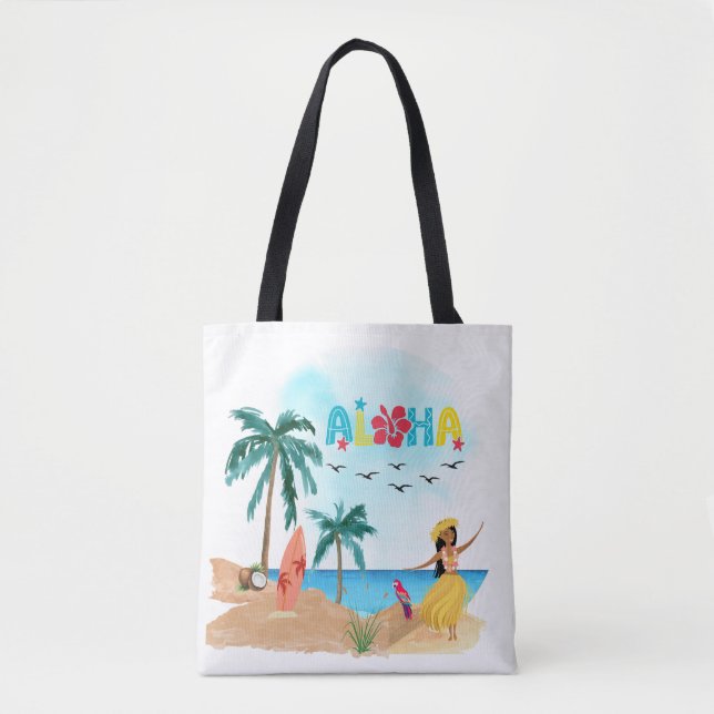 Hawaiian Aloha Vibes Tote Bag (Front)