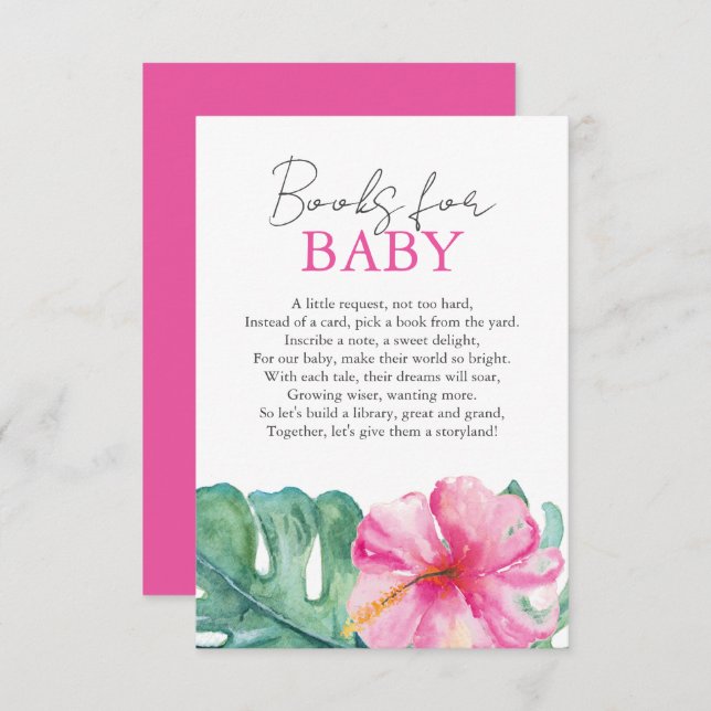 Hawaiian Baby Shower Books For Baby Enclosure Card (Front/Back)