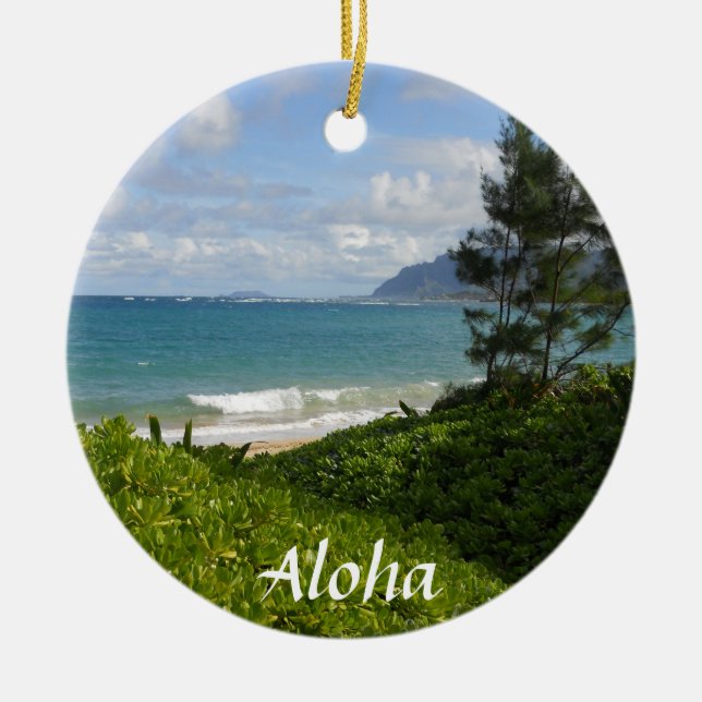 Hawaiian Beach Christmas Ornament (Front)