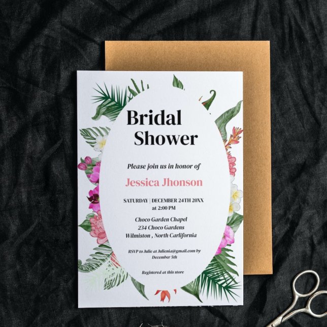 Hawaiian beach floral bridal shower invitation (Creator Uploaded)