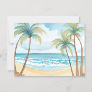 Hawaiian Beach   Palm Tree Tropical Watercolor Postcard