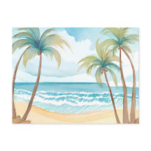 Hawaiian Beach | Palm Tree Tropical Watercolor