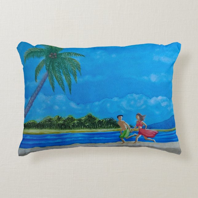 Hawaiian Beach Run Decorative Cushion (Front)