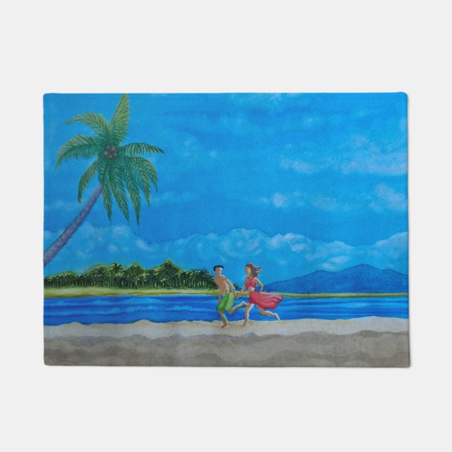 Hawaiian Beach Run Doormat (Front)