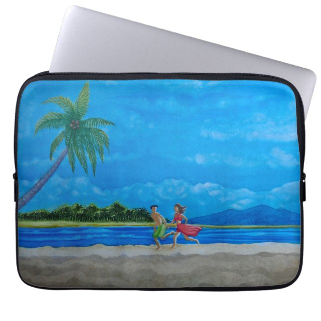 Hawaiian Beach Run Laptop Sleeve (Front)