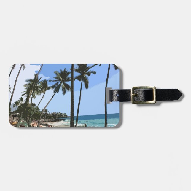 Hawaiian Beach Scene Luggage Tag (Front Horizontal)