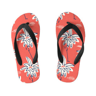 Hawaiian beach shirt, doodle palm pattern. kid's flip flops