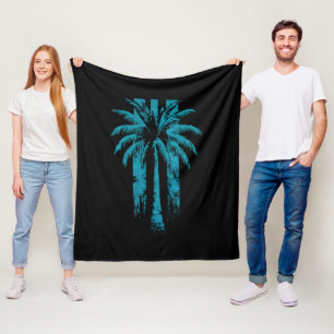 Hawaiian Beach Summer Tropical Vacation Palm Tree Fleece Blanket