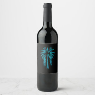 Hawaiian Beach Summer Tropical Vacation Palm Tree Wine Label